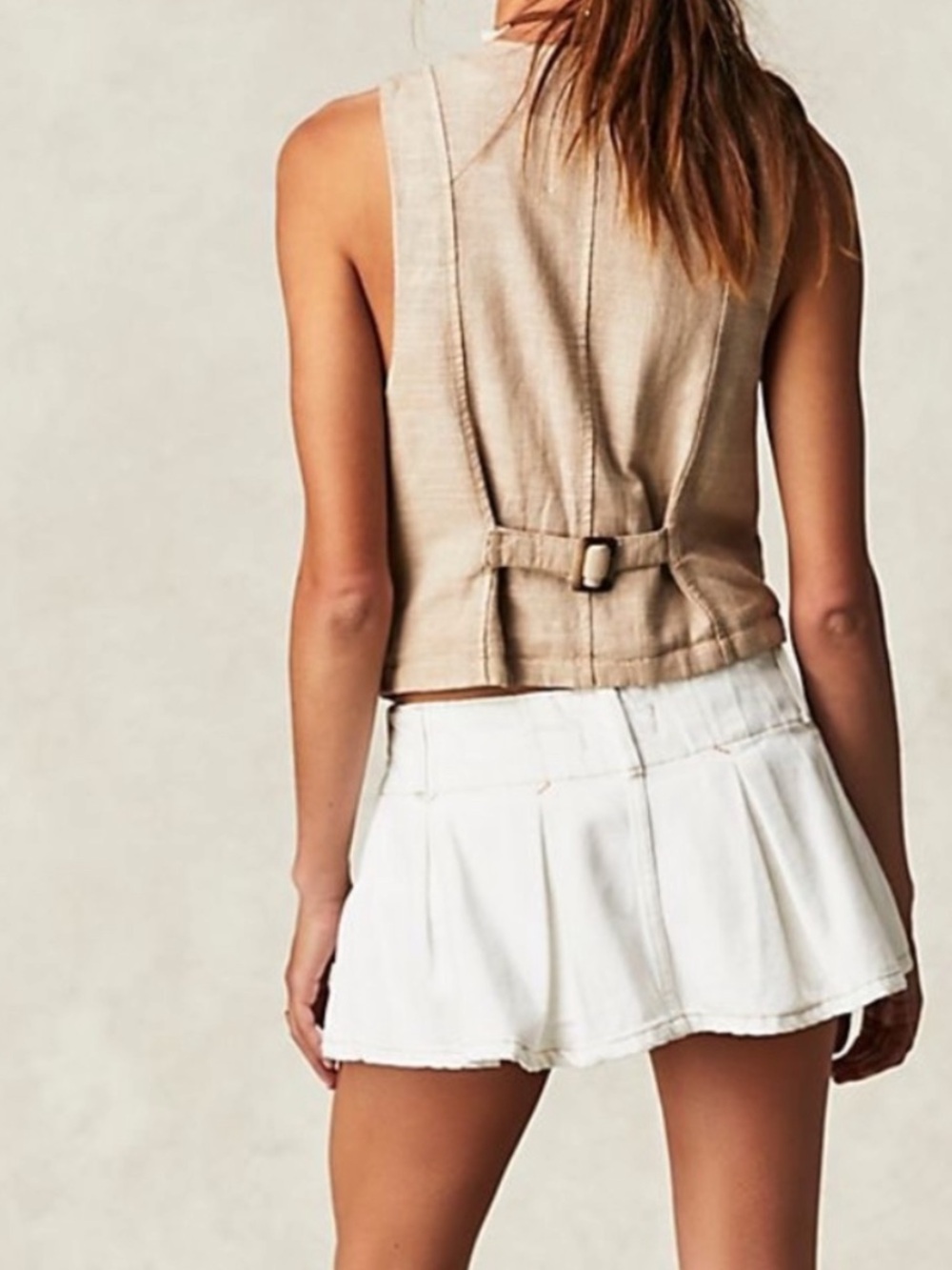 We The Free Y2K 90s vibe Denim White Pleated Micro Mini Skort 14